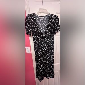 Reformation midi dress, black and white floral, size 4